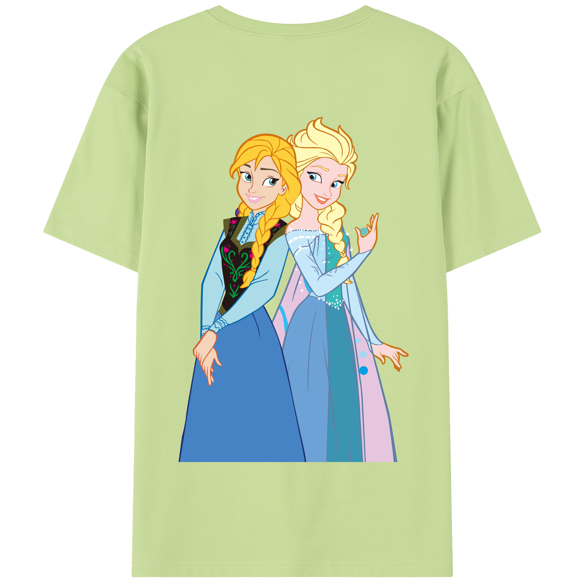 （画像用） アナと雪の女王 アンナ エルサ Frozen Anna Elsa 綿100％半袖Tシャツ（背面プリント）
